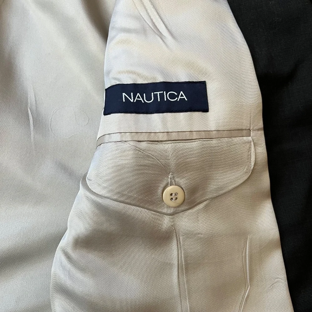 Nautica Mens Size 46‎ L W40 Sport Coat Blazer Black Three Button Classic Pockets